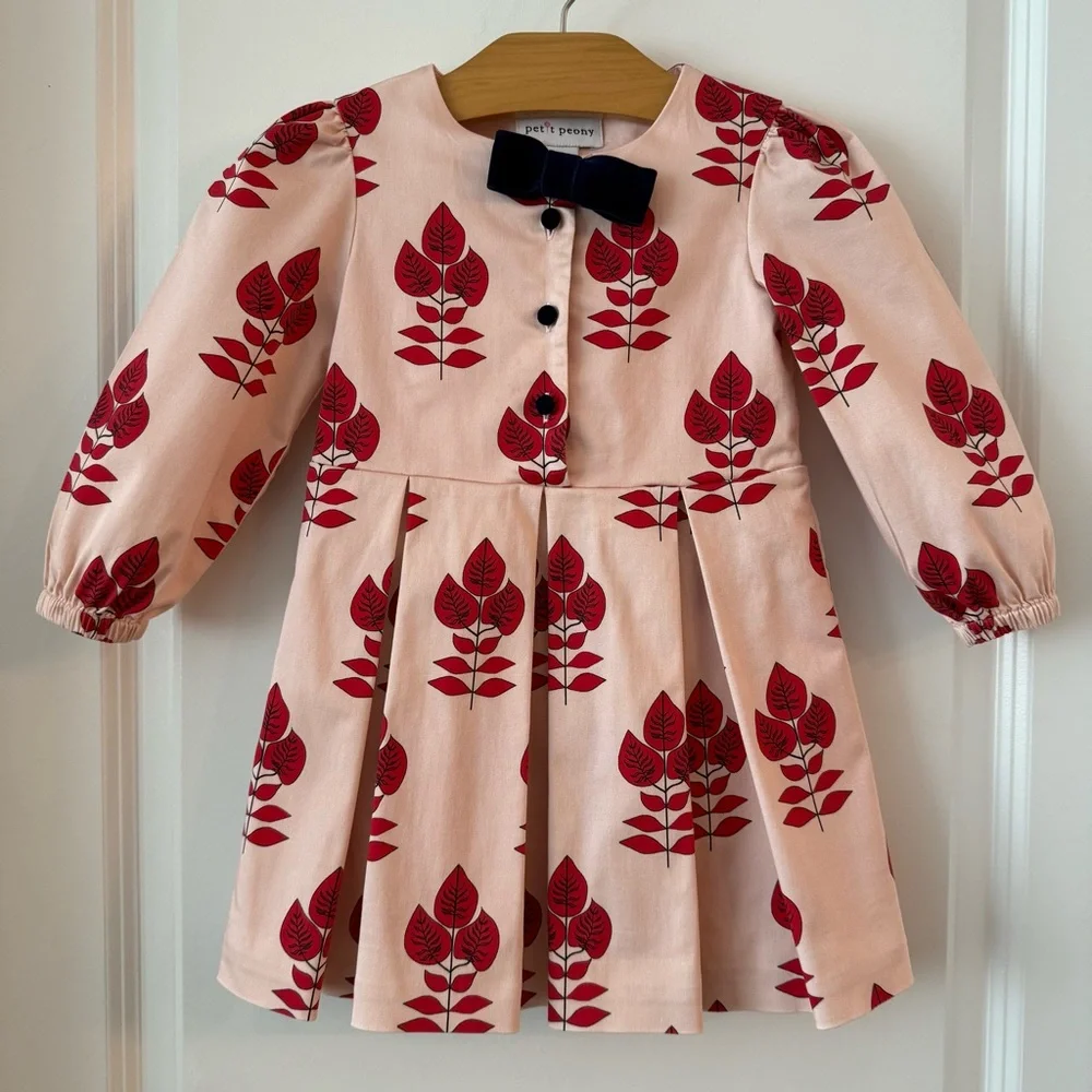 Petit Peony Girls Red 🍁 Print Dress